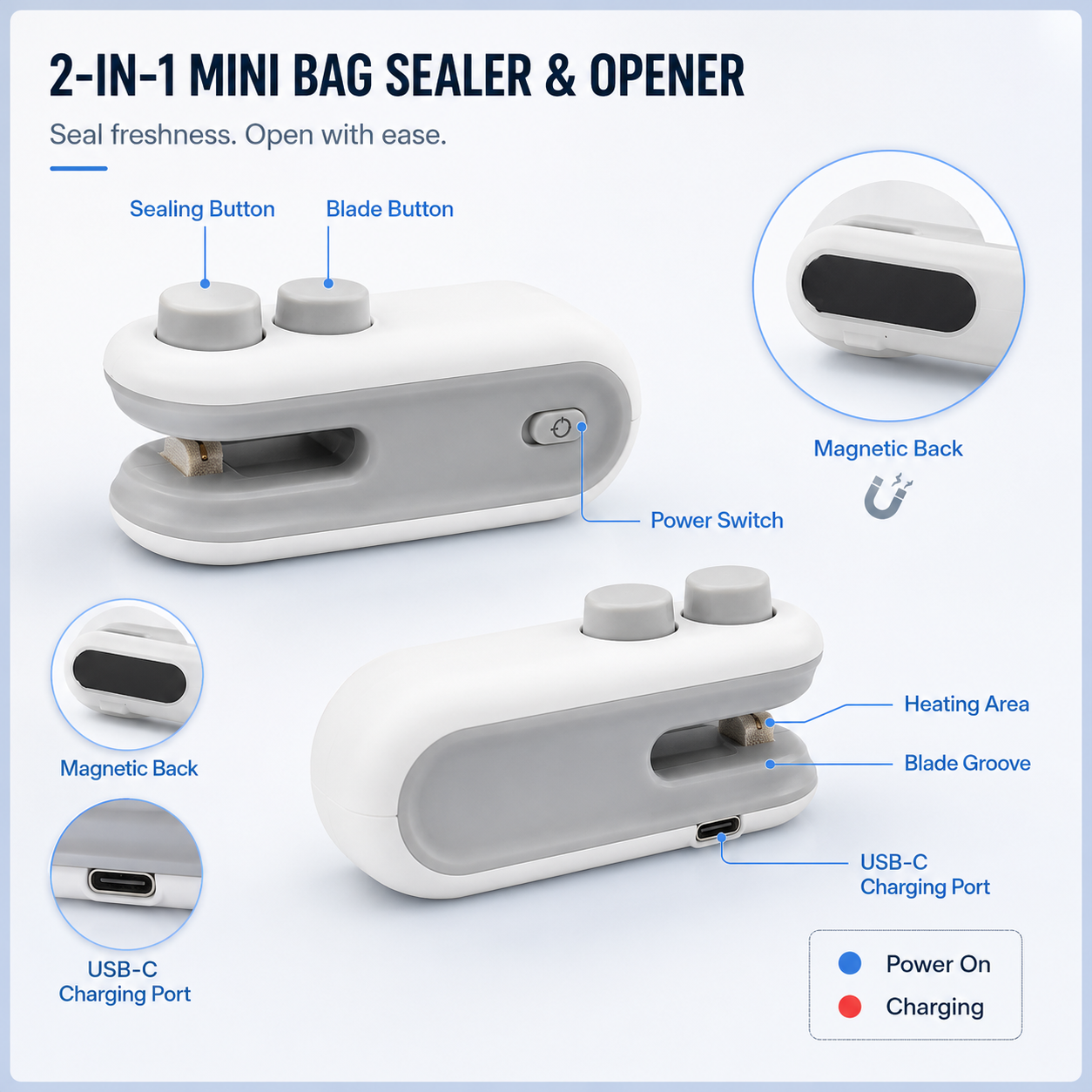 Rechargeable 2-in-1 Bag Sealer & Opener