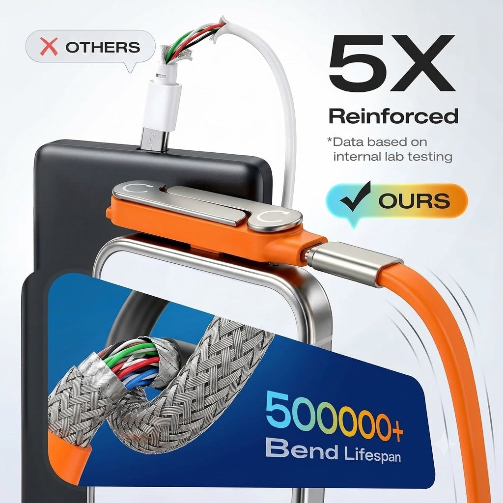 Fast Charging Cable with Detachable Stand | USB-C & Lightning.