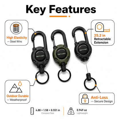Heavy-Duty Retractable Key Holder.