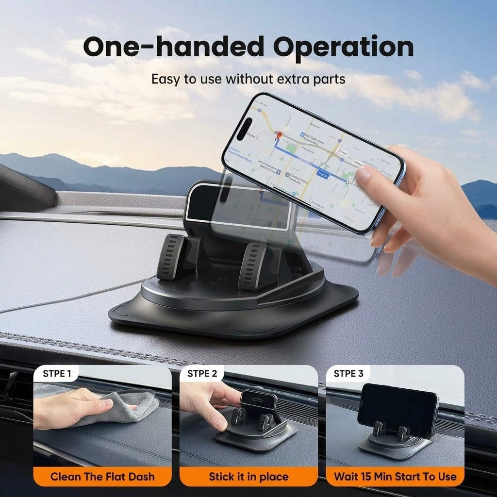 360 Degree Rotational Car Dashboard Phone Mount.
