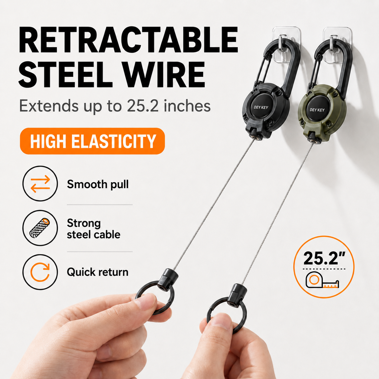 Heavy-Duty Retractable Key Holder.