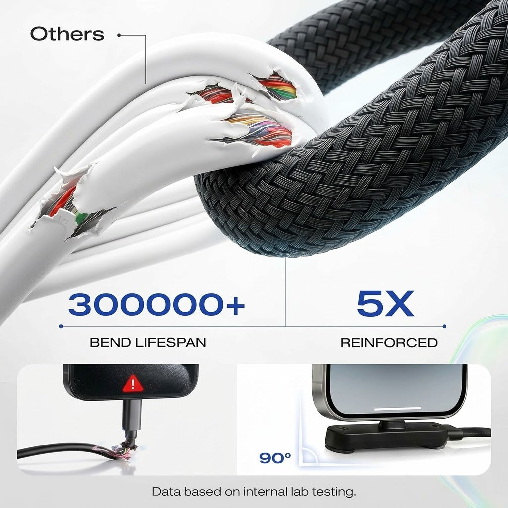 Fast-Charging Cable with Invisible Stand | USB-C & Lightning