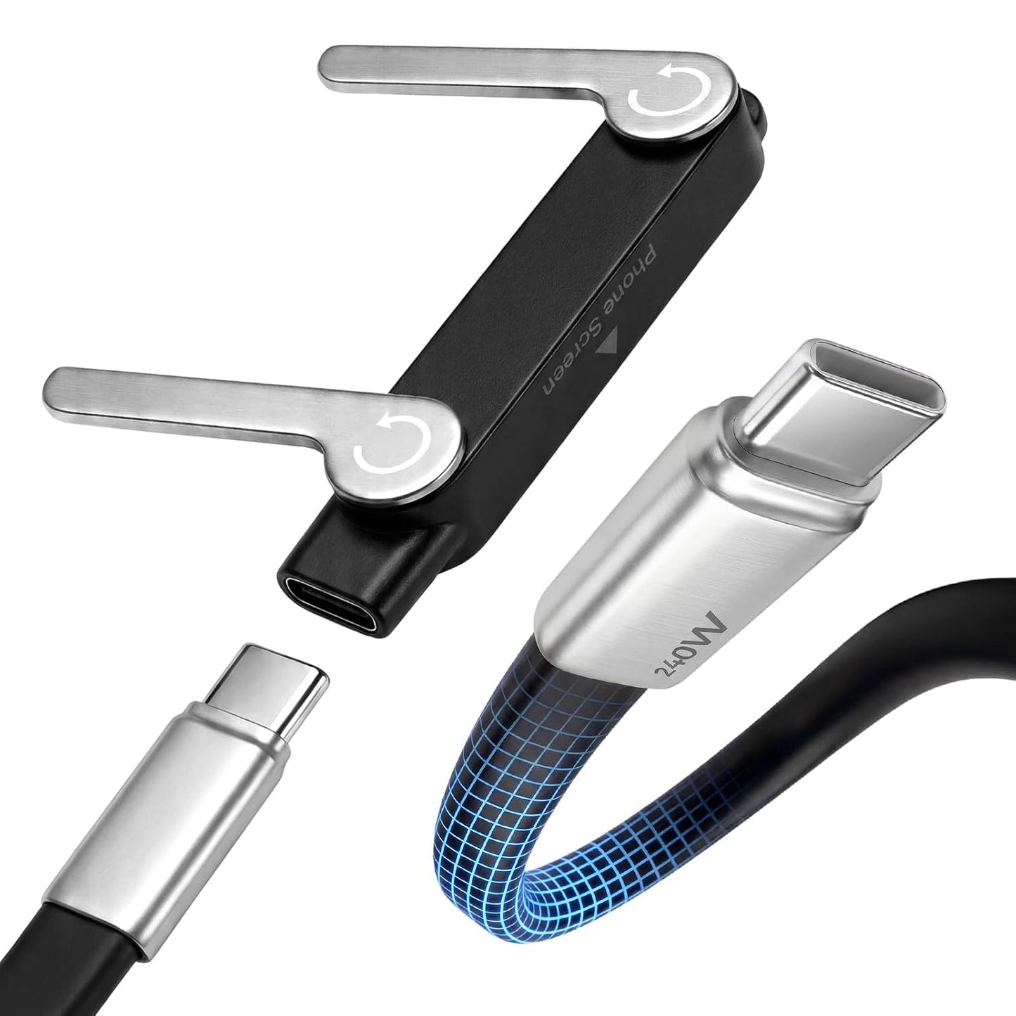 Fast Charging Cable with Detachable Stand | USB-C & Lightning.
