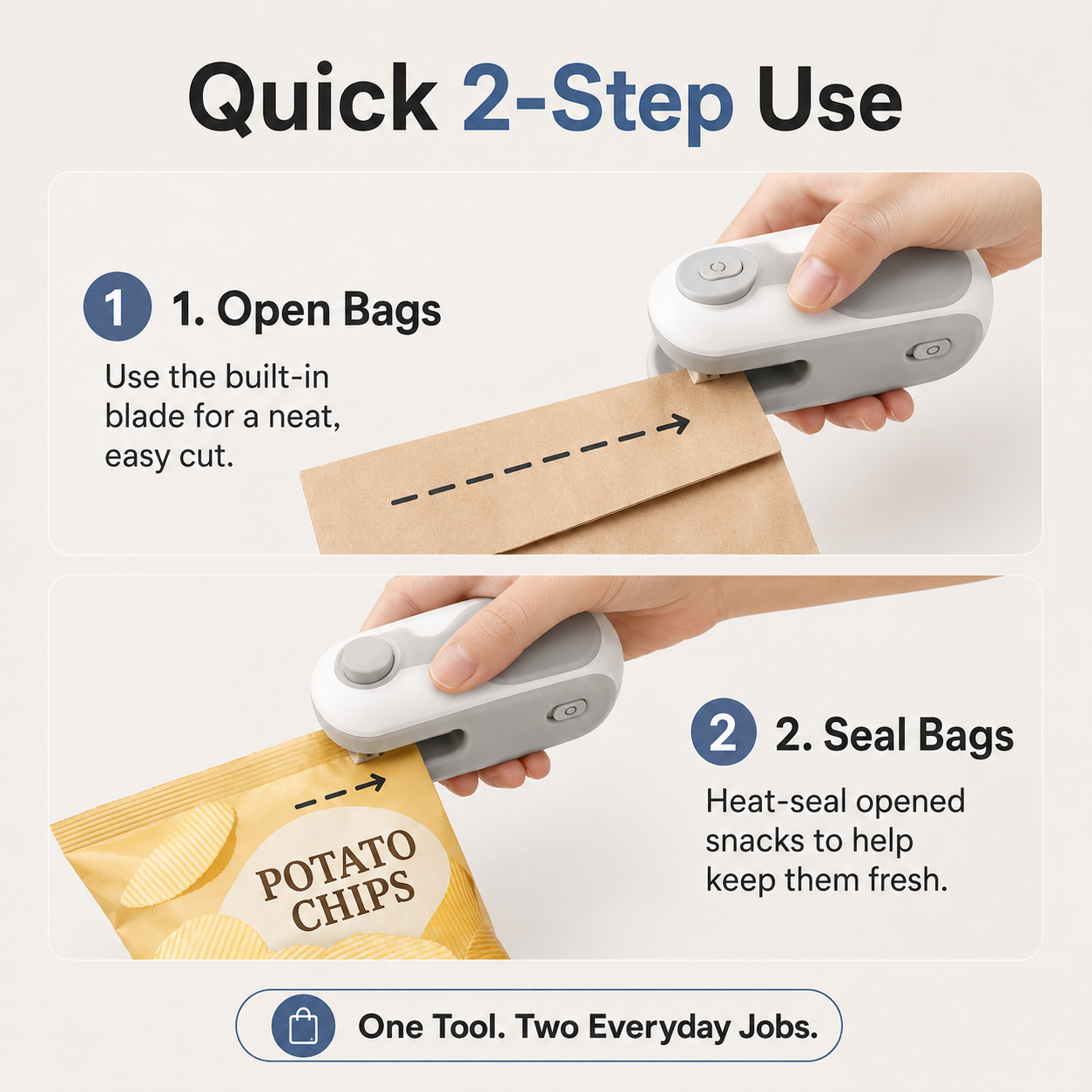 Rechargeable 2-in-1 Bag Sealer & Opener