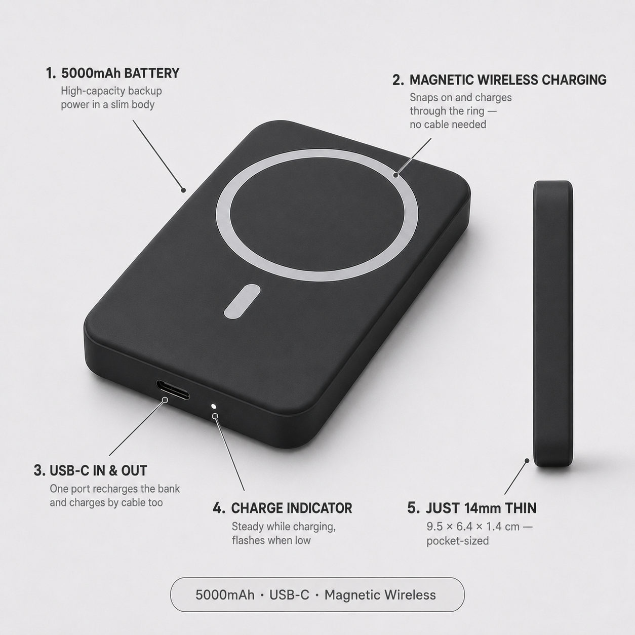 Magnetic Wireless Power Bank