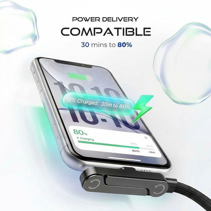 Fast-Charging Cable with Invisible Stand | USB-C & Lightning