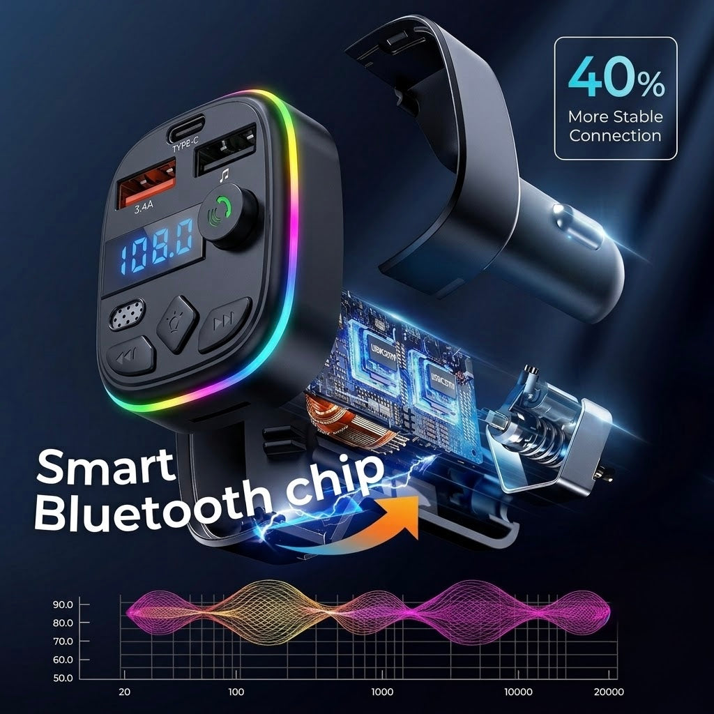 Bluetooth Car Smart Adapter | Upgraded Design.