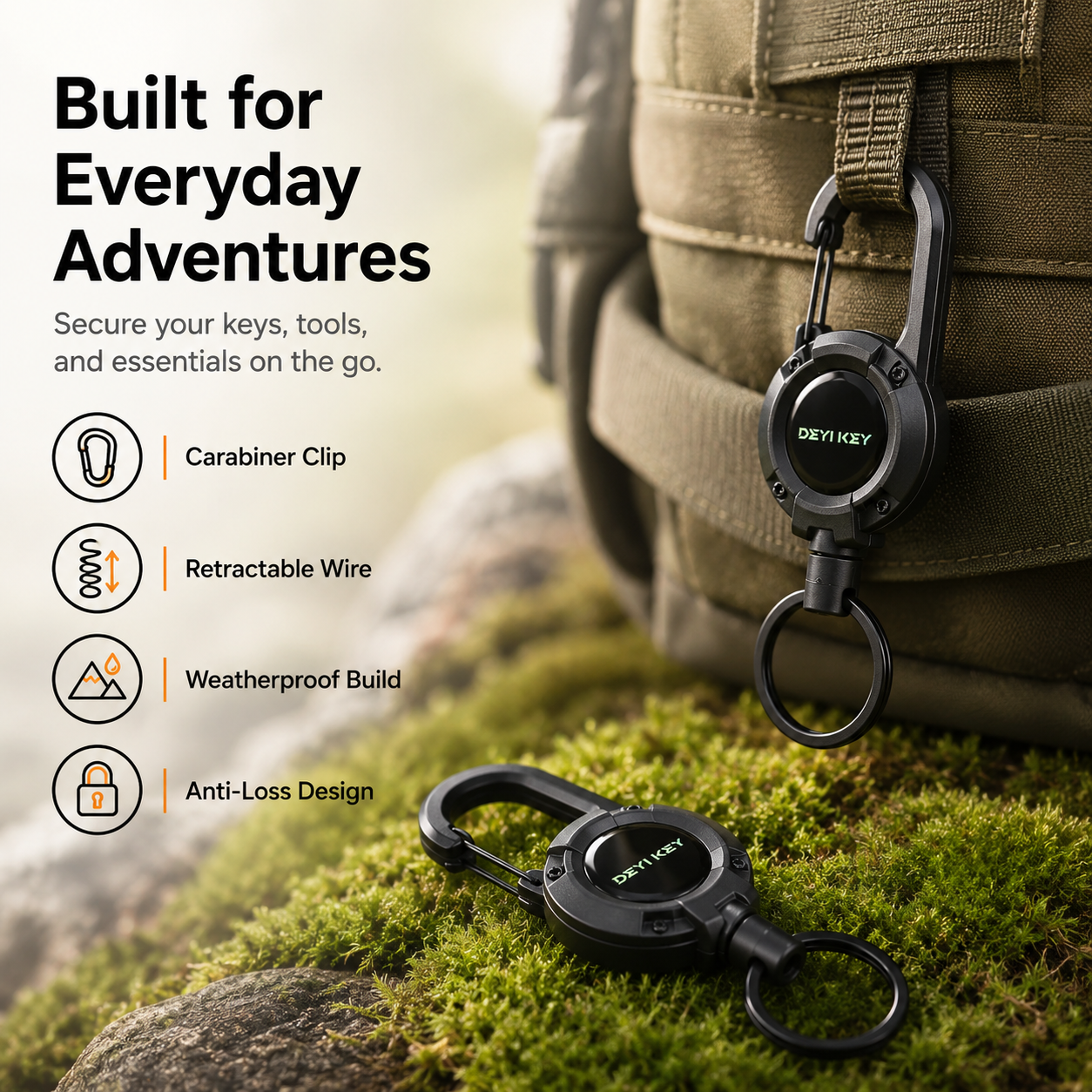 Heavy-Duty Retractable Key Holder.